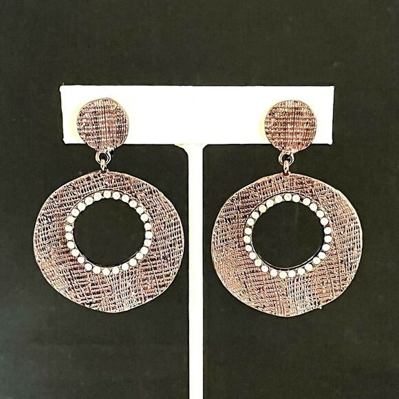New Catherine Stein Designer Earrings Clear Crystal Accents Clip On 6H - Picture 1 of 3